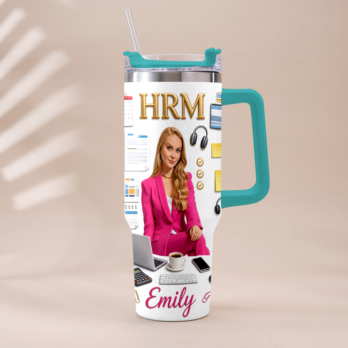 Custom Any Photo Office Staff Gift - Personalized Colleague Tumbler With Plush Charm