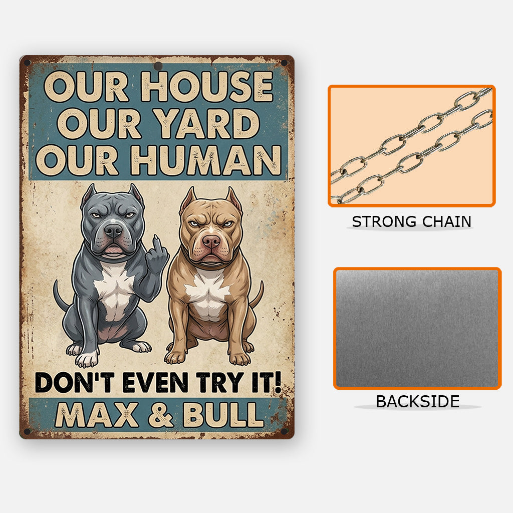 Funny Waring Sign For Pet Owner - Personalized Dog Rectangle Metal Sign