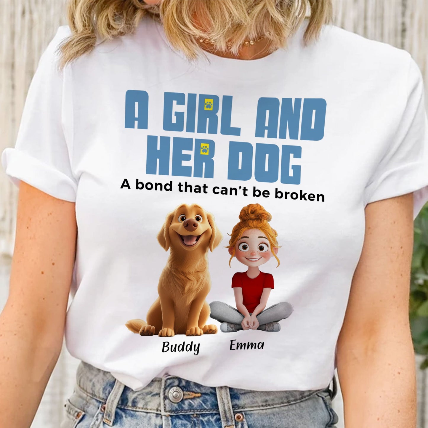 Custom Dog & Owner Classic Tee - Personalized Pet Gift Keychain Canvas