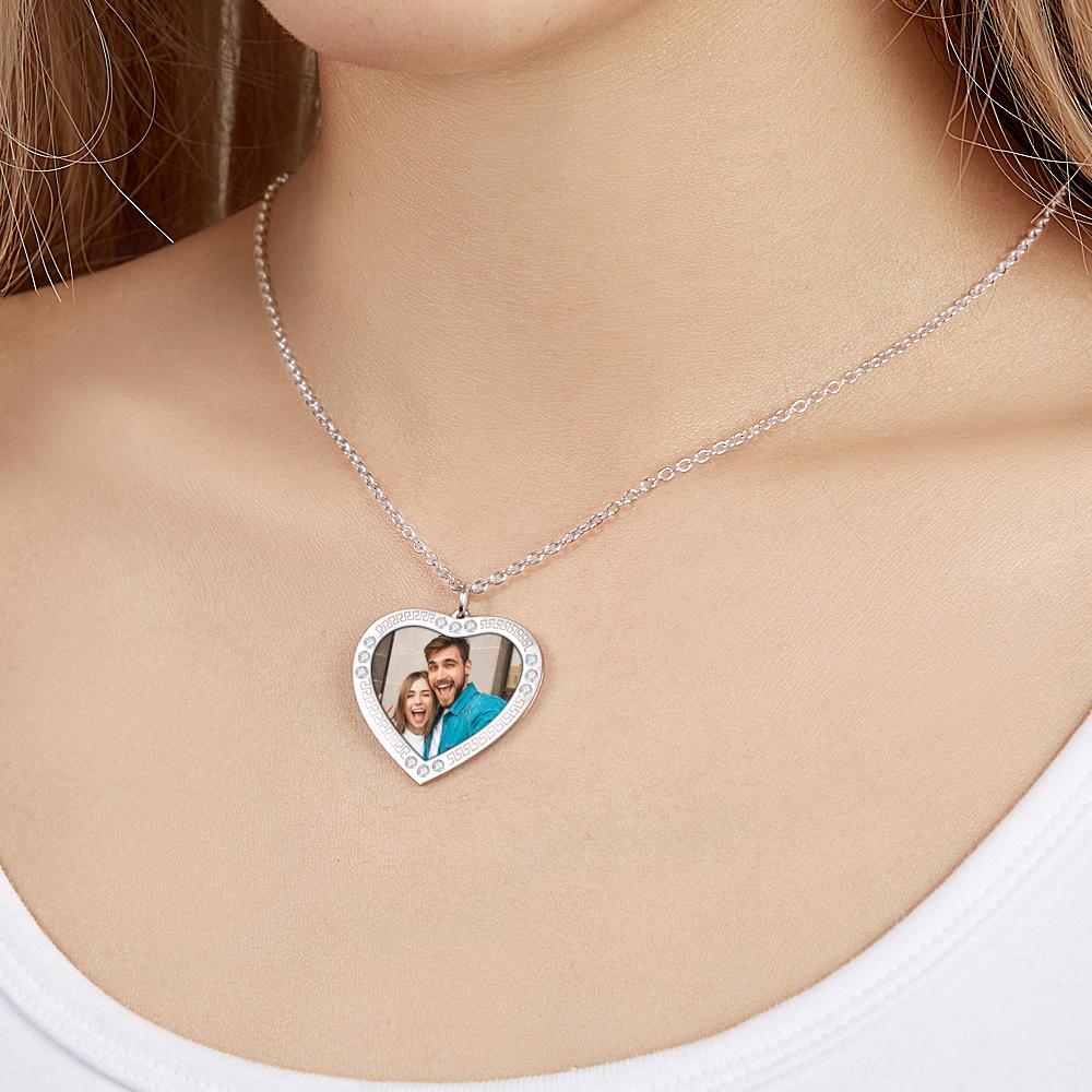 Any Photo - Personalized Photo Necklace Heart Diamond