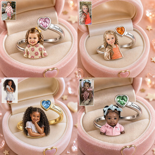 Kid's Birthday Keepsake - Personalized Kid Adjustable Shaped Ring