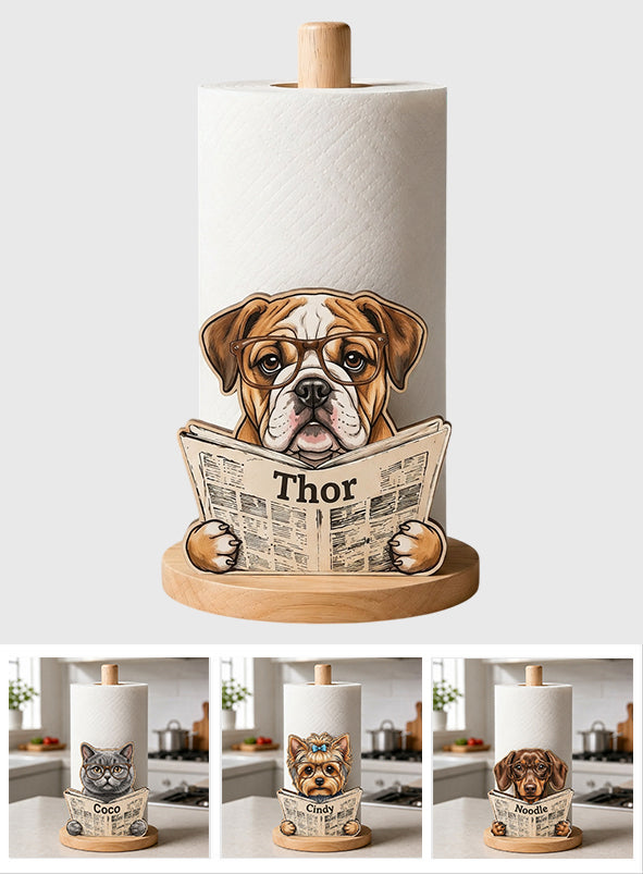 Custom Any Photo Reading Newspaper - Personalized Dog Paper Towel Stand