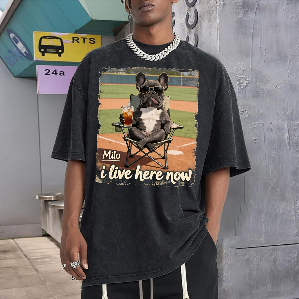 Custom Any Photo I Live Here Now - Personalized Dog Wash T-Shirt