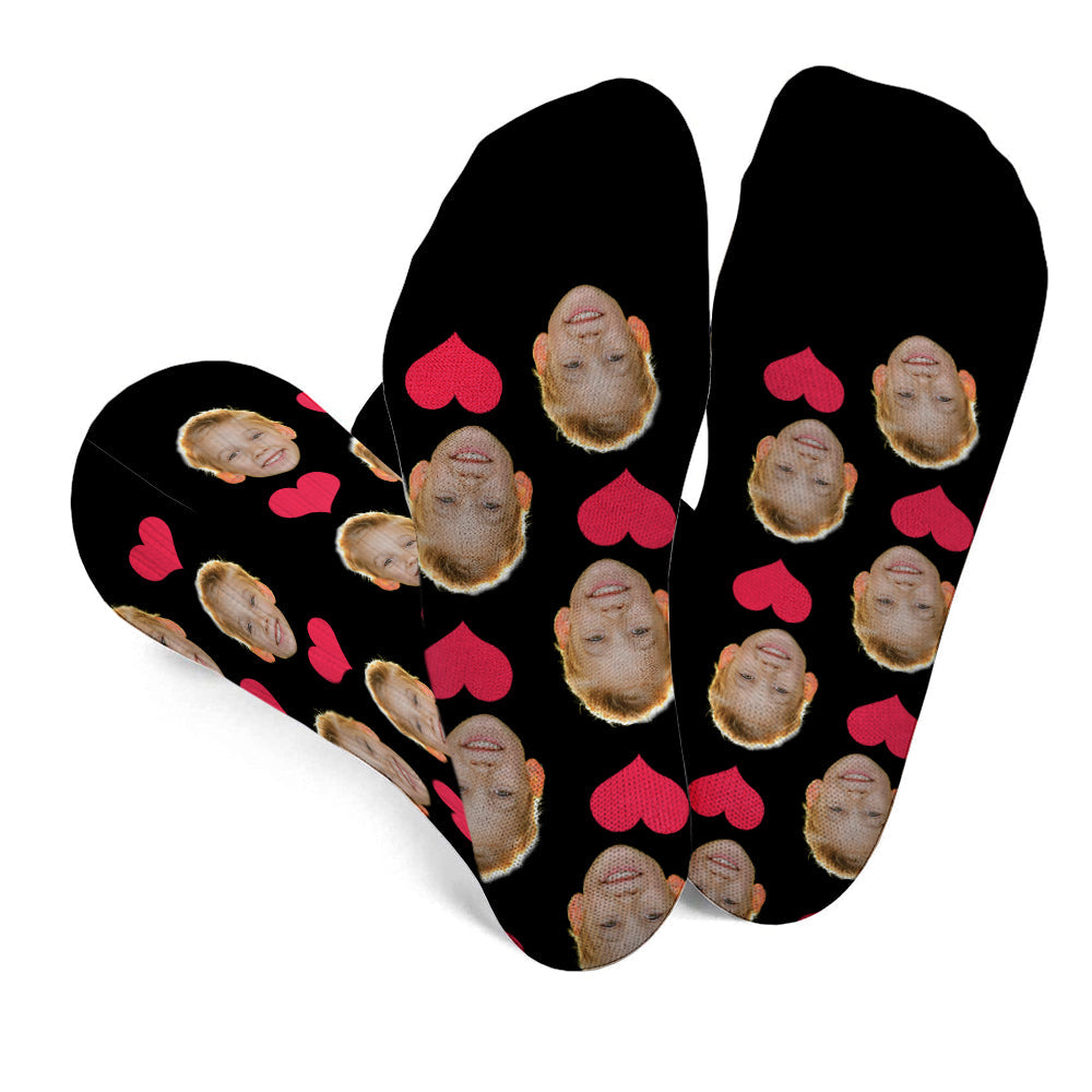 Custom Face Heart Pattern - Personalized grandson Socks