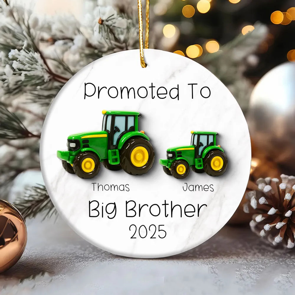 Big Brother Promotion Ornament with Tractor Theme – Meaningful Farm Gift for Family Christmas Celebration