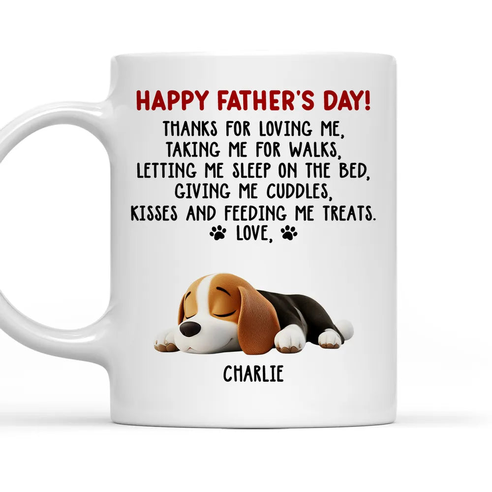 Funny Pet-Themed White Ceramic Mug – Father’s Day Gift for Dog Dads Featuring Sleeping Puppy