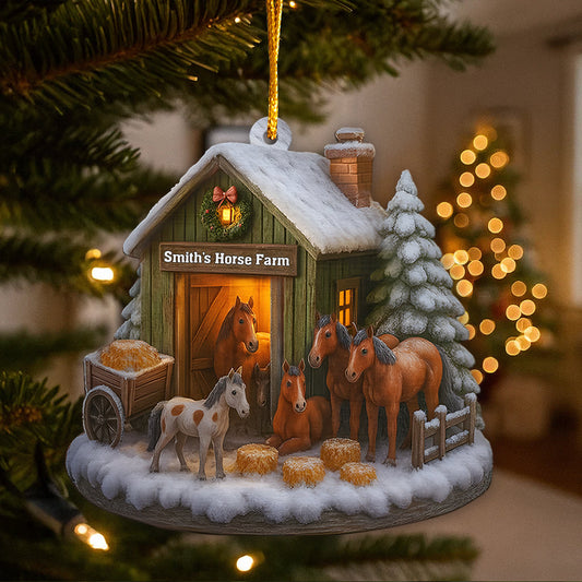 Horse Farm Christmas - Personalized Horse Ornament