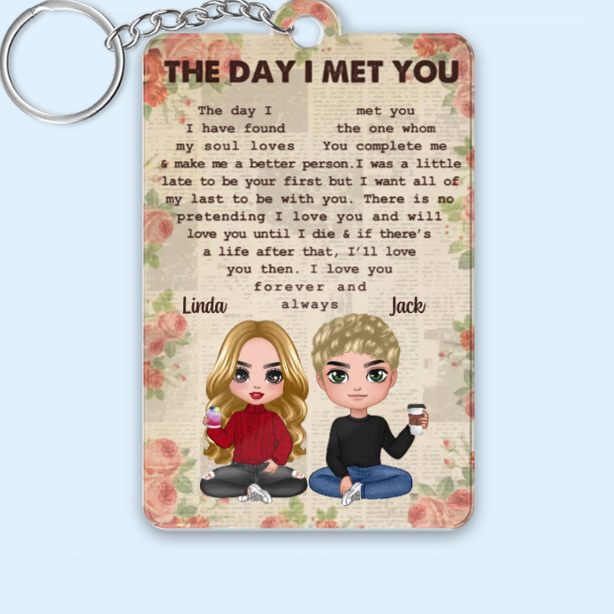 "The Day I Met You" Personalized Couple Poster – Romantic Gift for Anniversaries, Weddings & Valentine's Day