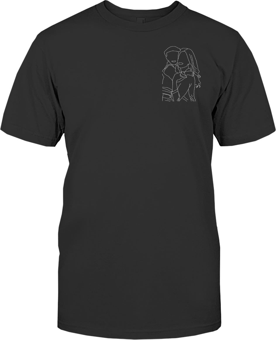 Custom Line Art - Personalized Step Mom Embroidered T-shirt