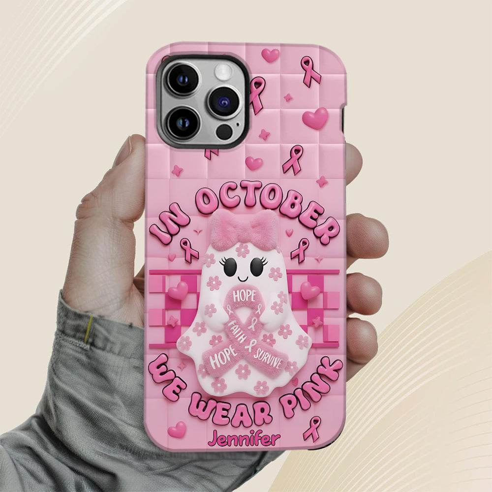 Cute Ghost Breast Cancer - Personalized Breast Cancer Awareness Full Print Phone Case
