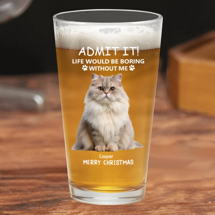 Personalized Christmas Glass Cup - Funny Pet - Themed Gift Cup