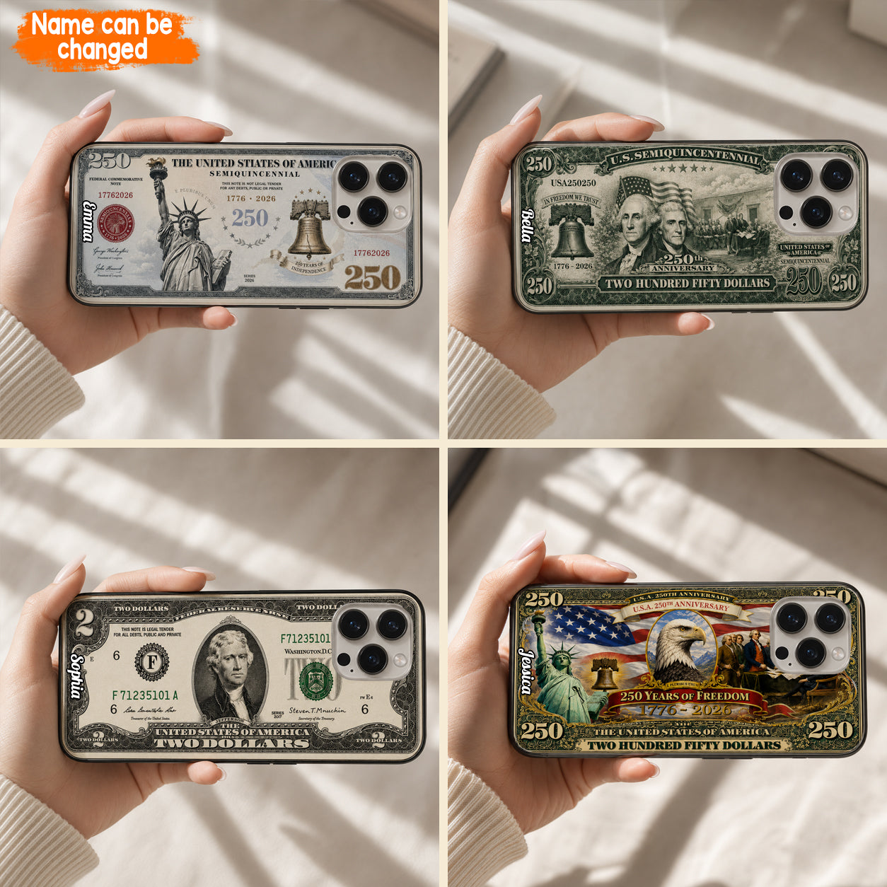 Commemorative Bills Funny 4th Of July 250th Anniversary - Personalized Independence Day/ 4th of July Full Print Phone Case