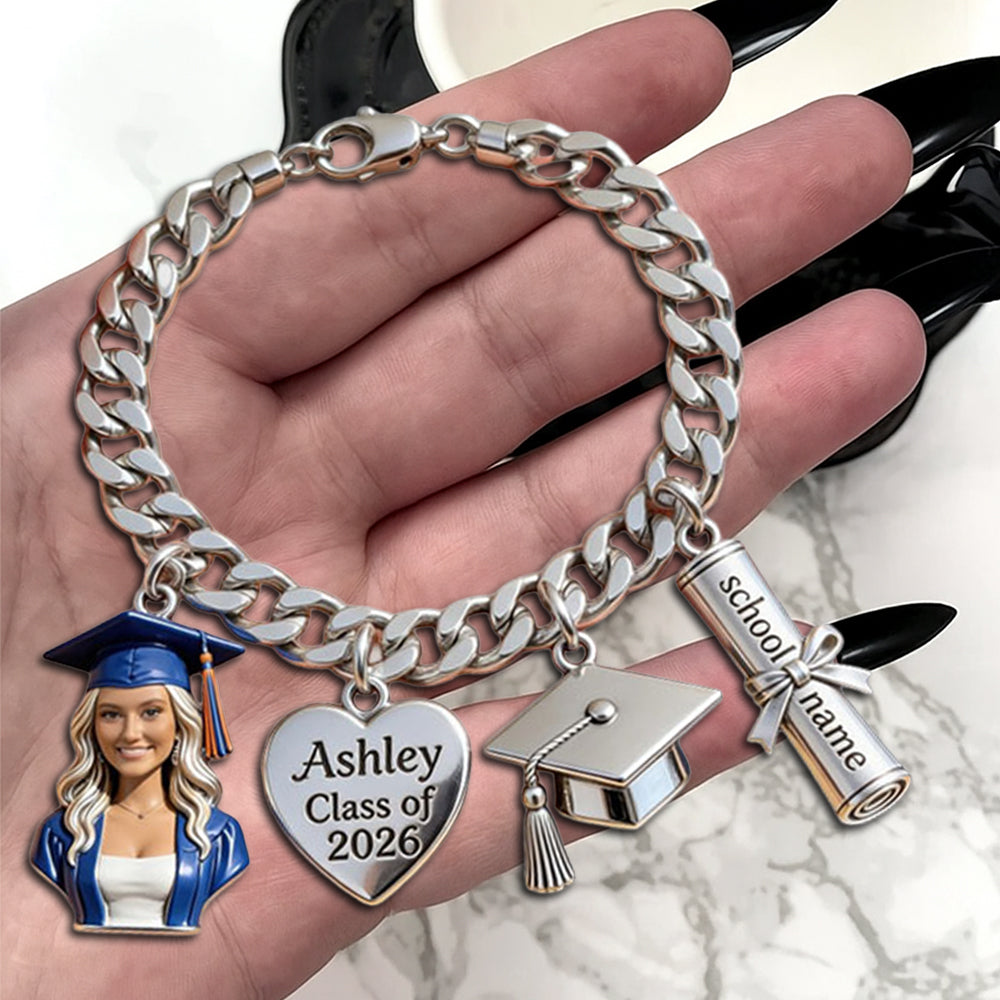 Class Of 2026 - Personalized Graduation Bracelet With Charms