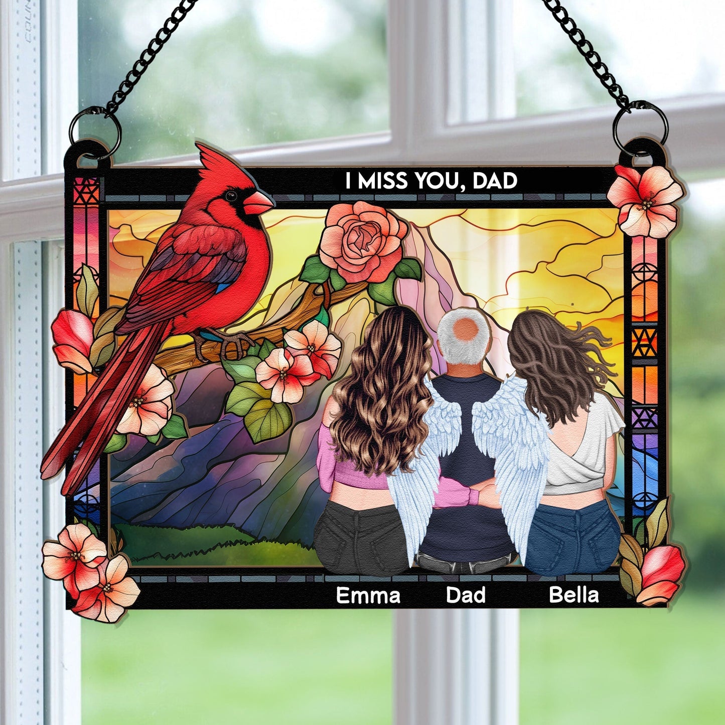 I Am Always With You Wood and Acrylic Layered Ornament – Cardinal and Angel Family Memorial Keepsake