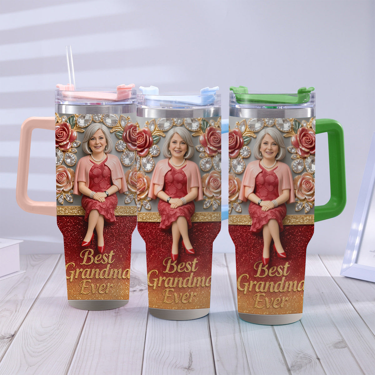 Best Grandma Ever, Perfect For Mom, Nana - Personalized Grandma Tumbler With Handle