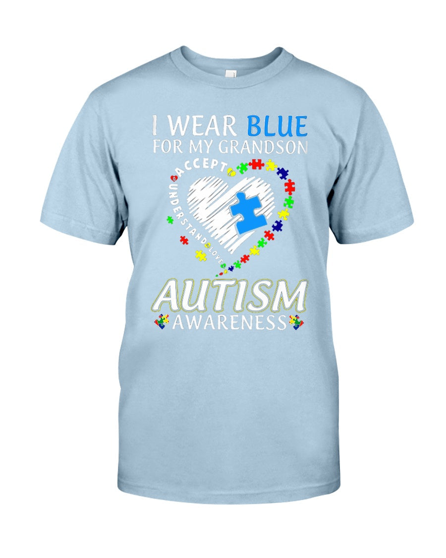 I Wear Blue For My Grandson - Autism Awareness T-shirt and Hoodie 0921