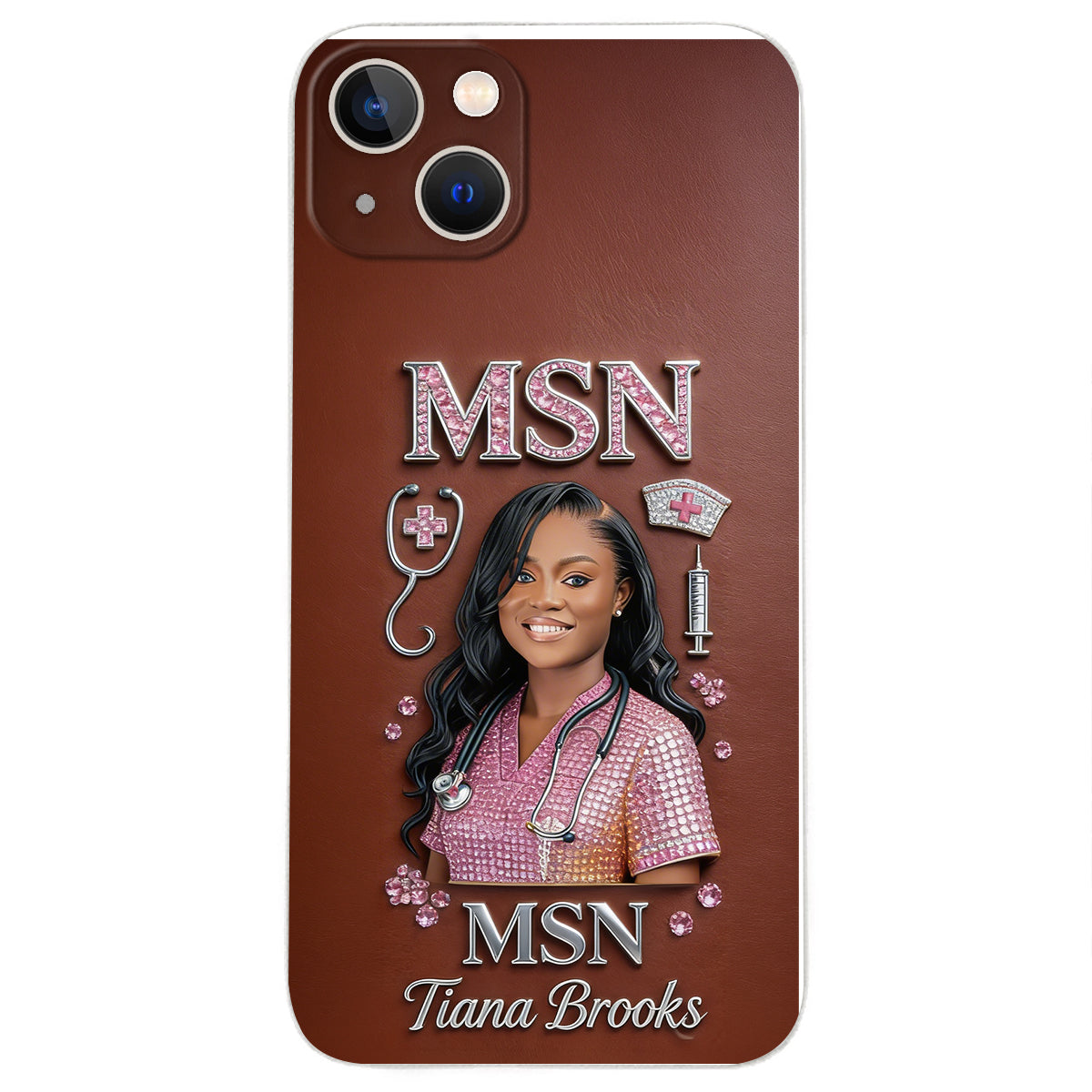 Any Title - Gifts For Nurse, Doctor - Personalized Nurse 3D Embossed Leather Phone Case