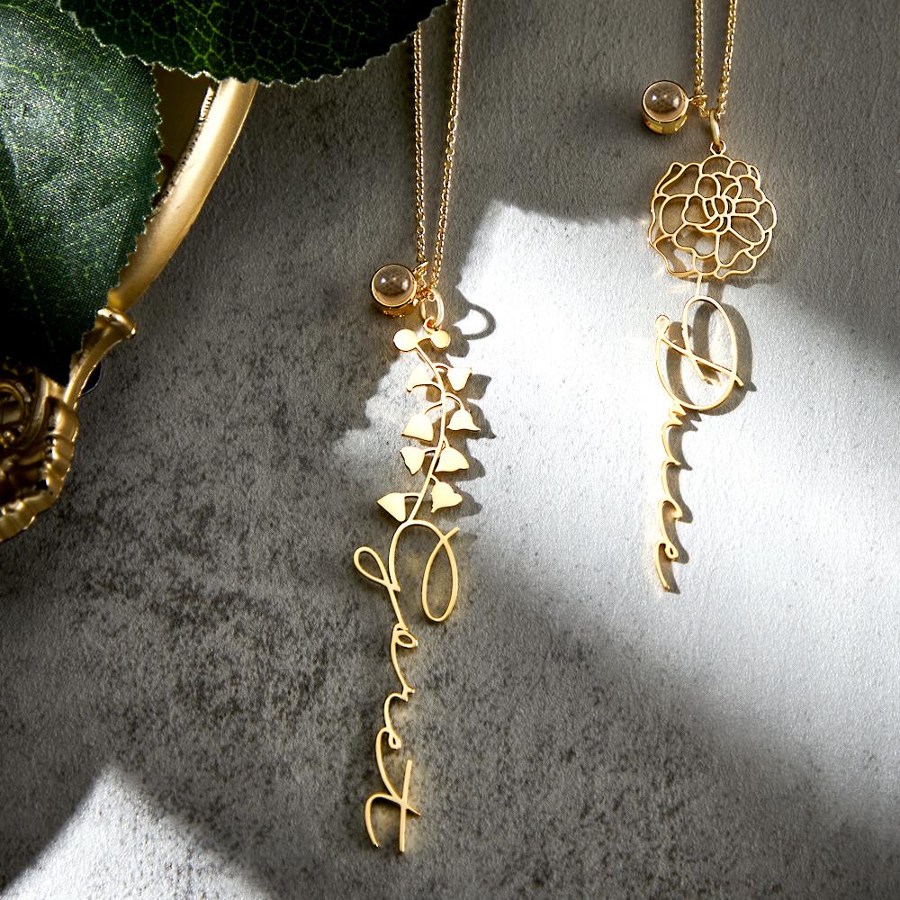 Birth Flower Photo Projection Charm - gift for anyone, who lost a loved one - Personalized Birth Flower Photo Projection Charm