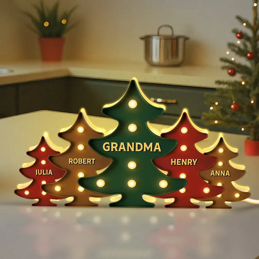 Heartwarming Christmas Tree Light Box, Custom Family Member Name Decoration