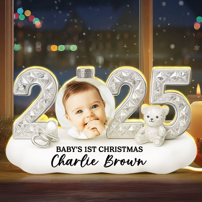Baby's First Christmas Acrylic Light Box - Custom Photo, Warm Glow Nursery Decor - Unique Gift for New Parents
