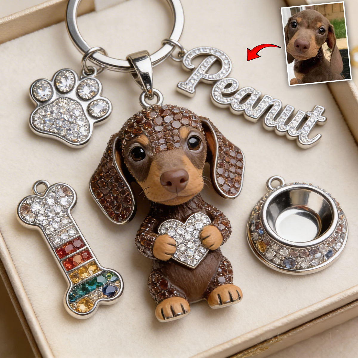 I Love My Dogs - Personalized Dog Premium Keychain With Charms