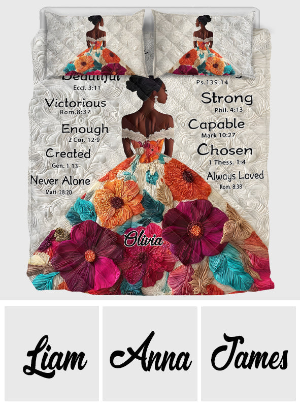 God Says You Are - Personalized African American Quilt Set
