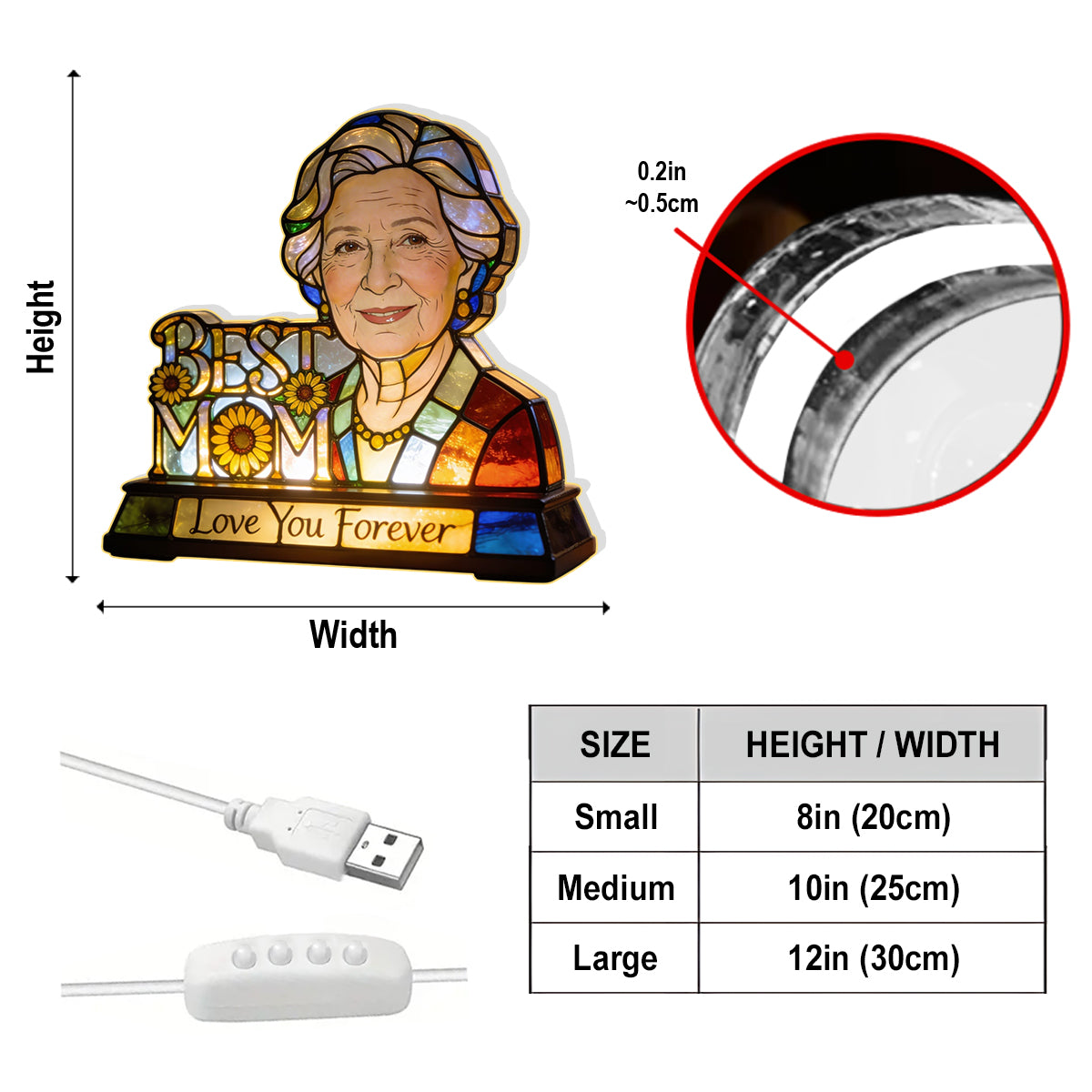 Custom From Photo Mom Grandma Flower - Personalized Mother Acrylic LED Night Light