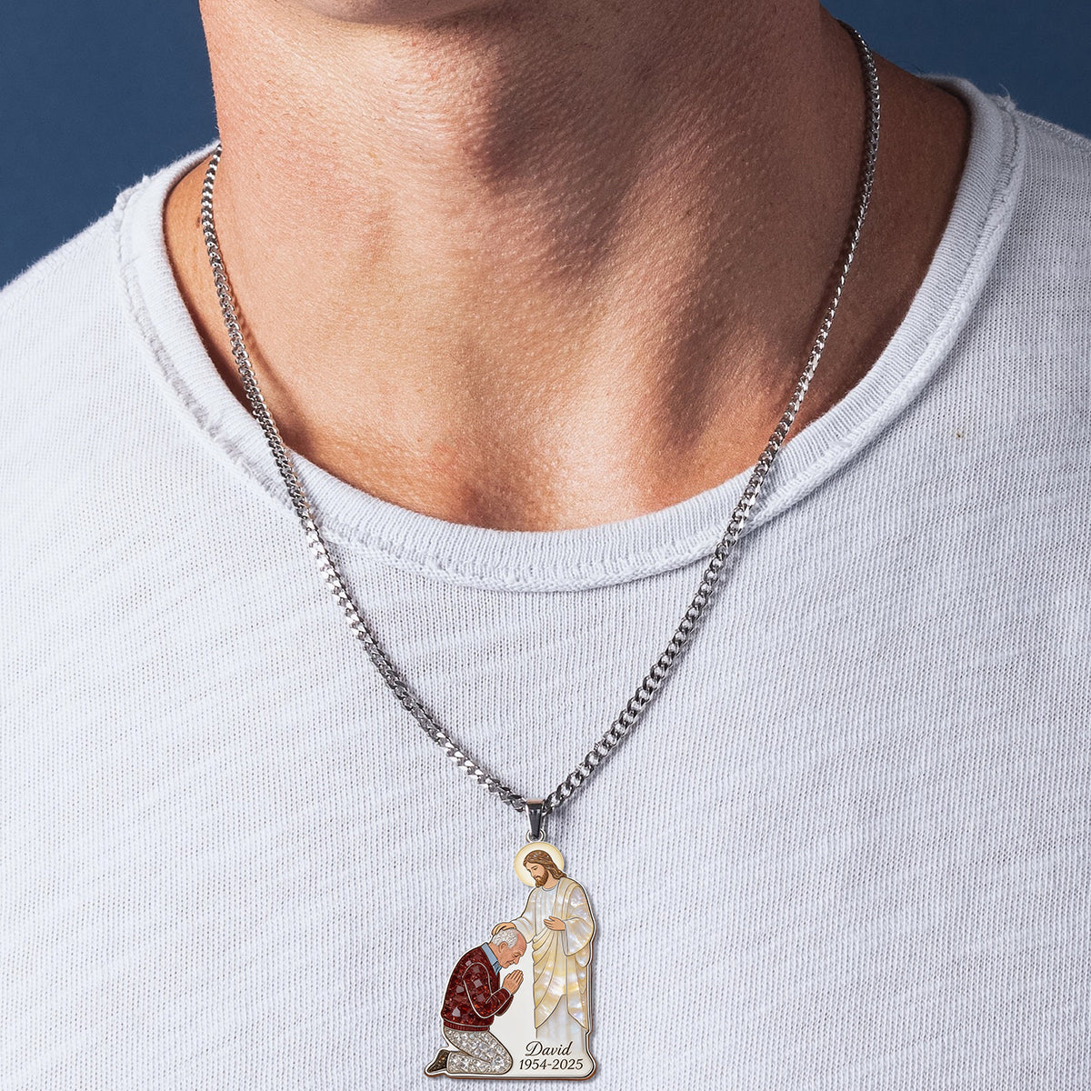God's Hand - Personalized Christian Shaped Metal Pendant Necklace