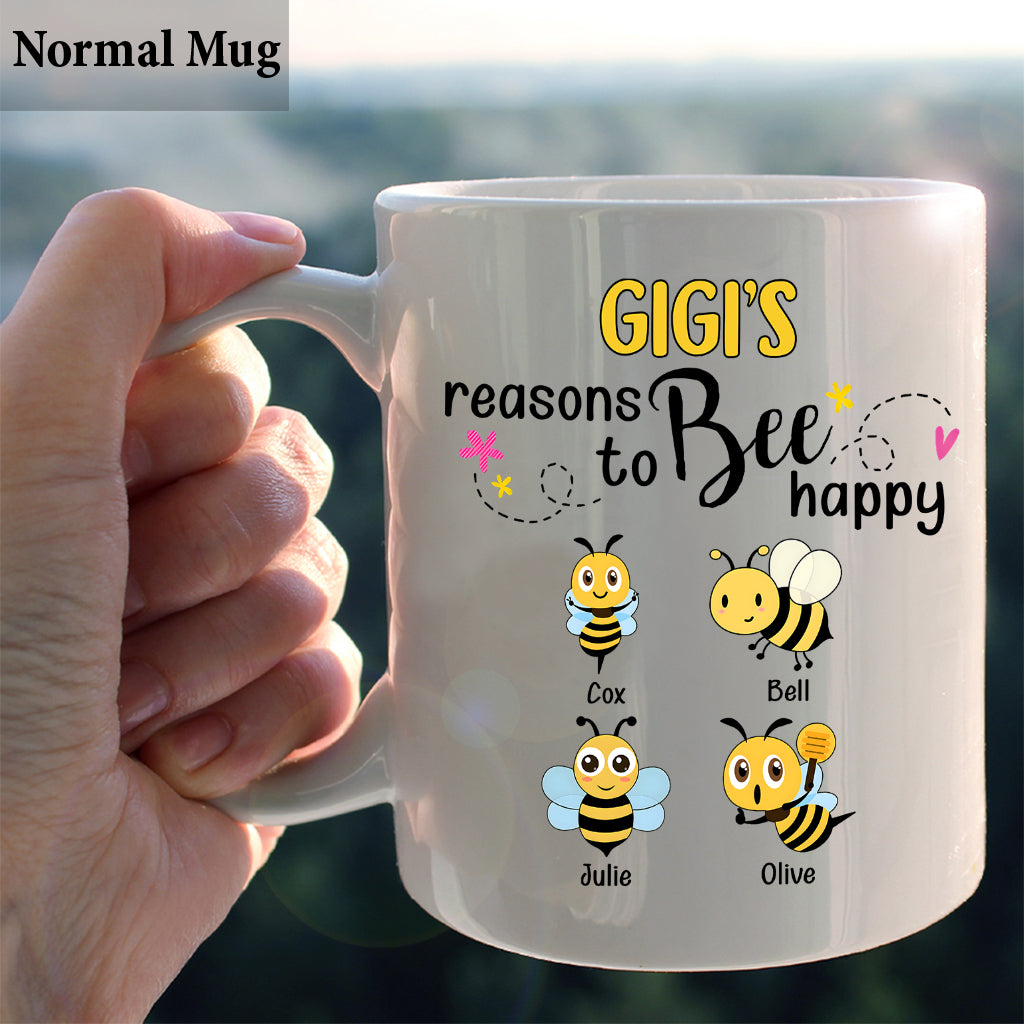 Grandma's Reasons To Bee Happy - Personalized Bee Mug