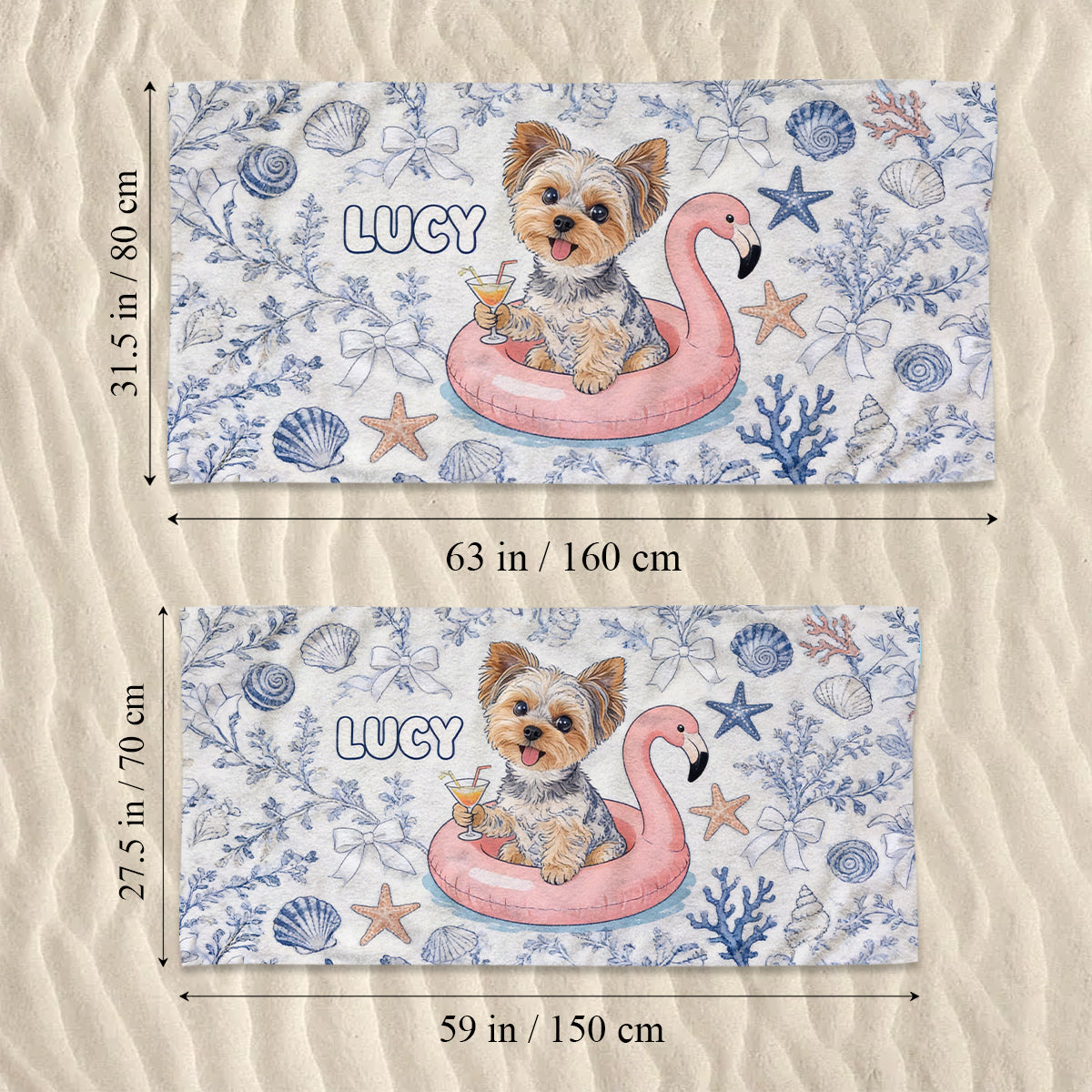 Custom Any Photo Funny Summer Pets - Personalized Dog Quick-dry Beach Towel/ Bath Towel