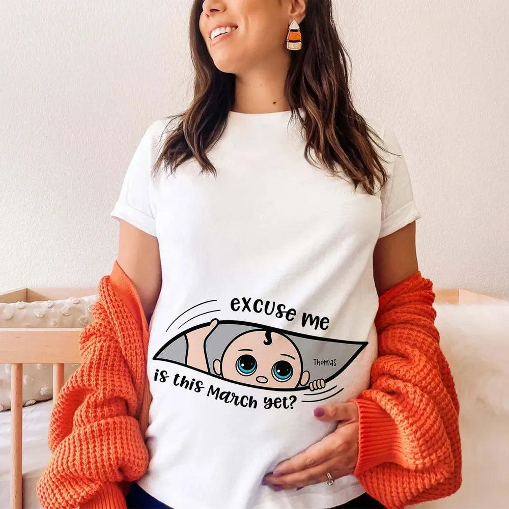 Funny Pregnancy T-Shirt – Customizable “Baby Is Coming” Women’s Tee, Hoodie & Sweatshirt, Perfect Gift for Moms-to-Be