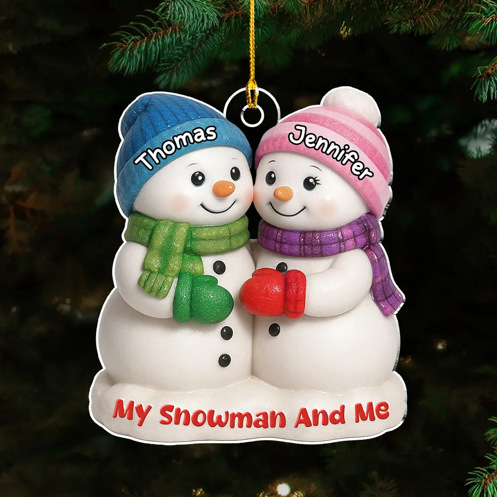 Snowman Couple Ornament - Personalized Hugging Snowmen for the Christmas Tree - My Snowman and Me, a Unique Gift for Couples