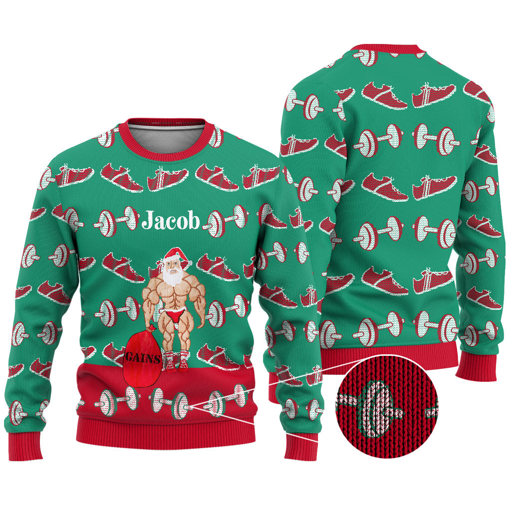 Gains - Personalized Fitness Ugly Sweater