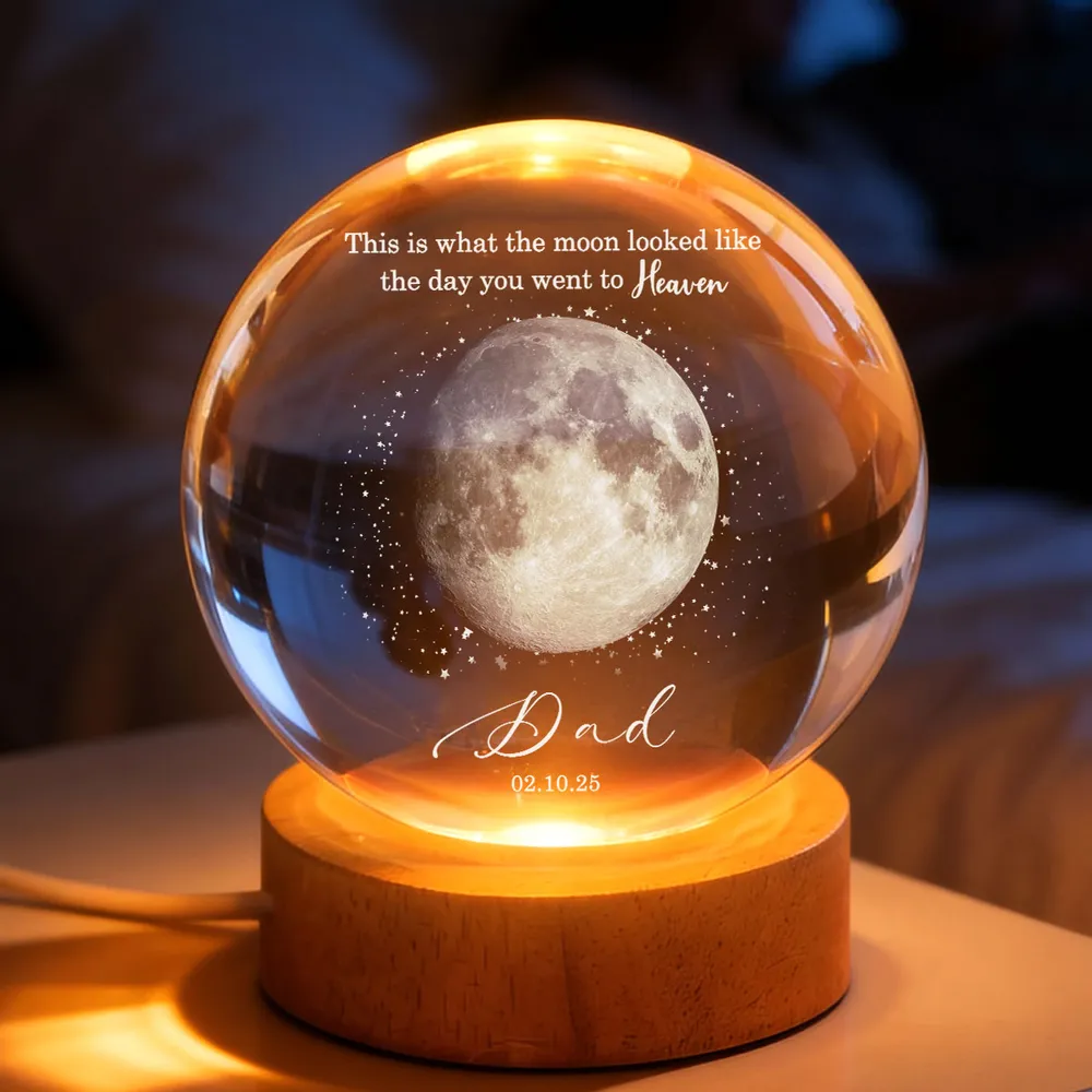 Personalized 3-Color K5 Globe Lamp Moon Phase Memorial Night Light, A Unique Sympathy Gift For Dad