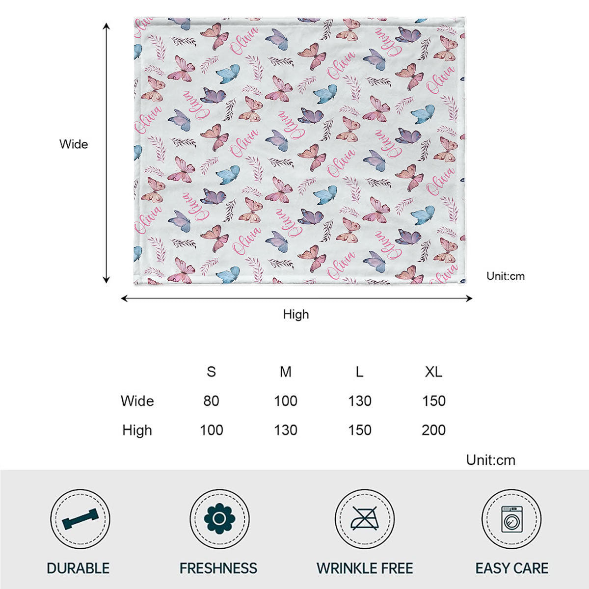 Butterfly Custom Name - Personalized granddaughter Blanket