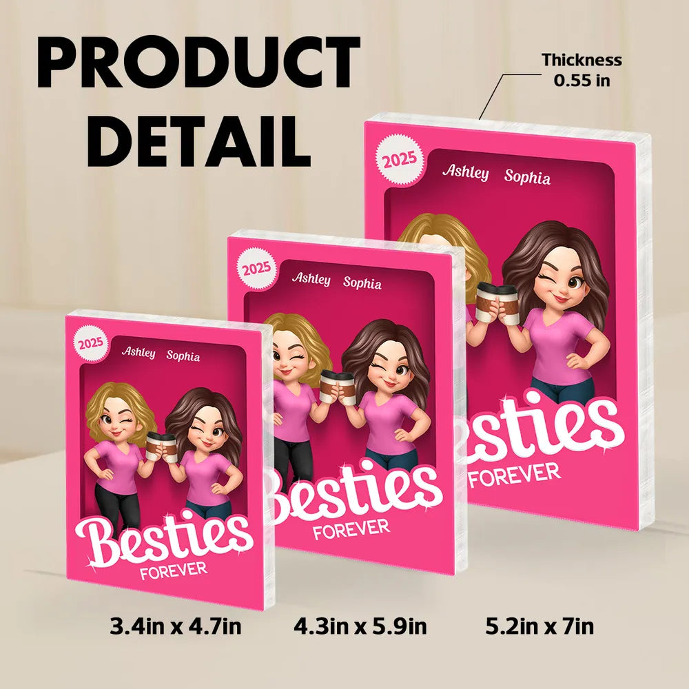 “Besties Forever” Personalized Acrylic Block Plaque – Cute Gift for Besties