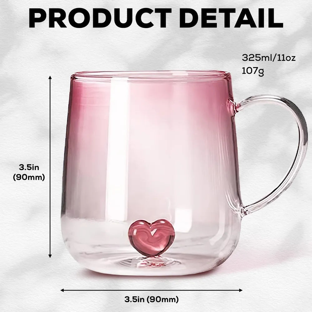 Pink Ombre Gradient Glass Mug With Colorful Flowers And Custom Name, Everyday Coffee And Tea Cup, Thoughtful Gift