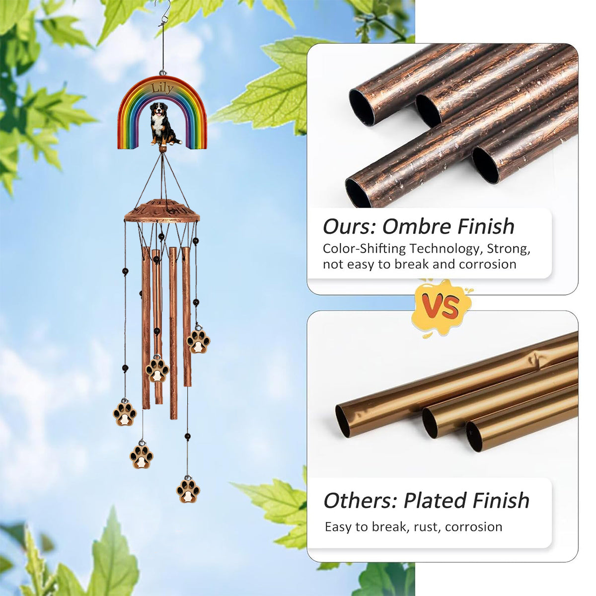 I'm Always With You - Personalized Dog Wind Chime With Charms