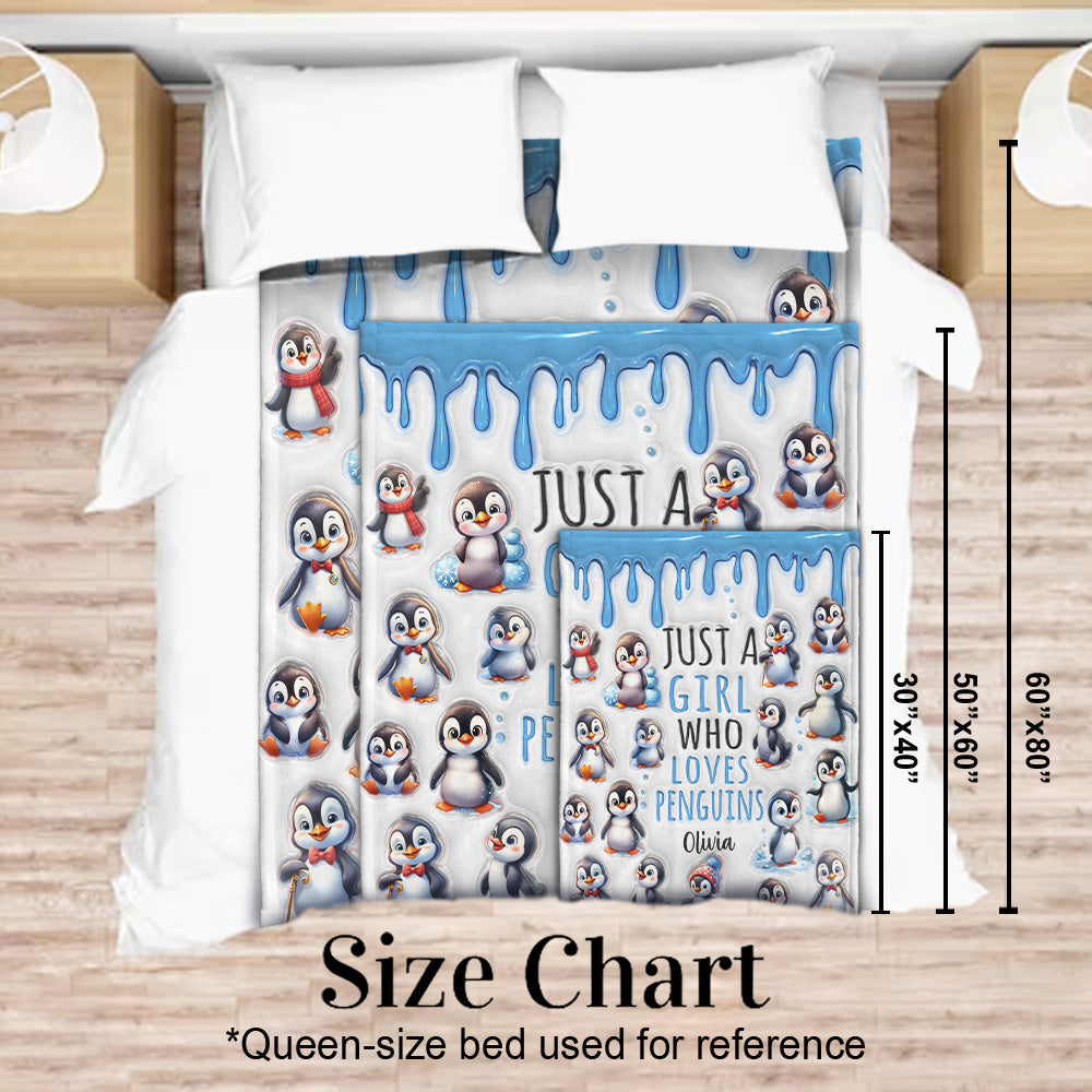 Just A Girl Who Loves Penguins - Personalized Blanket