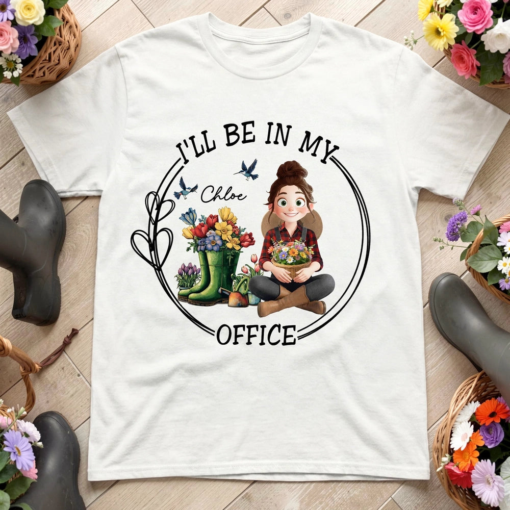 Personalized Gardener Classic Tee I'll Be In My Office Cute Cartoon Garden Scene - Unique Gift for Plant Lovers