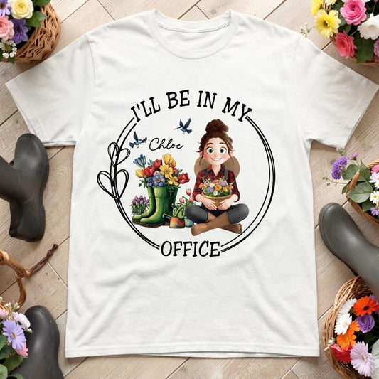 Personalized Gardener Classic Tee I'll Be In My Office Cute Cartoon Garden Scene - Unique Gift for Plant Lovers