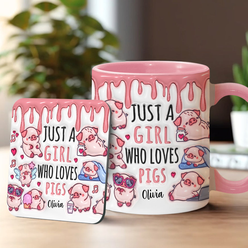 Just A Girl Who Loves Pigs - Personalized Pig Lover Accent Mug