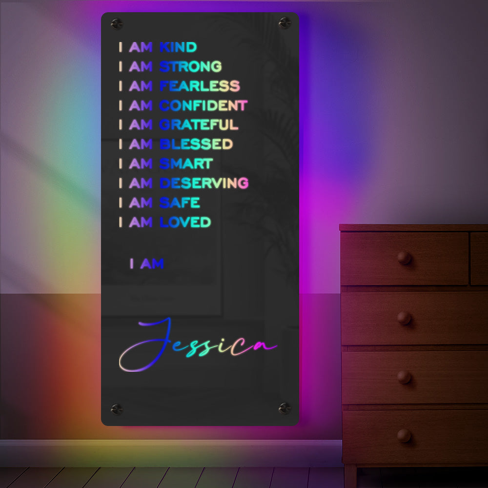 I Am - Personalized Affirmations Light Mirror