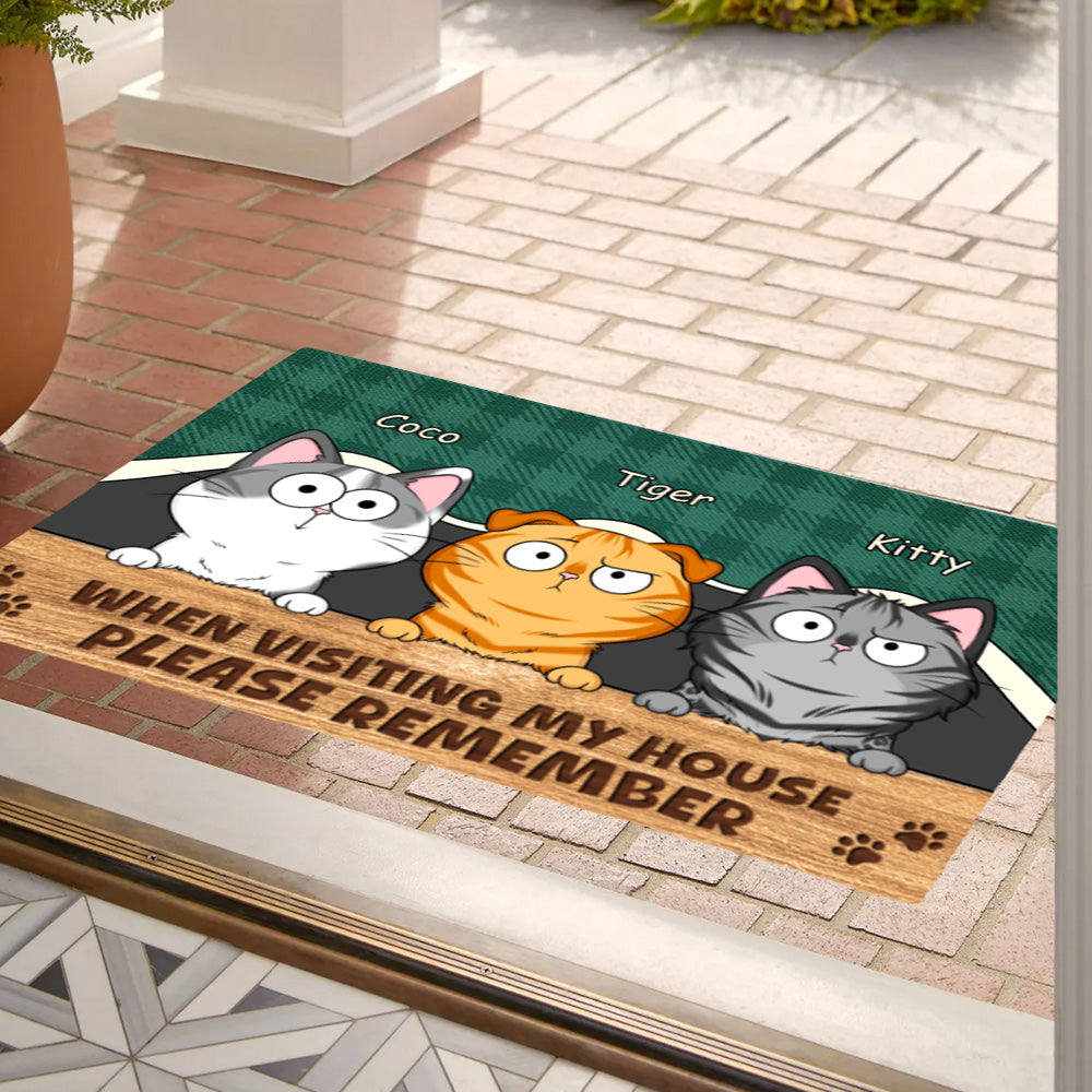Personalized Funny Cat Doormat – Cute Pet Illustration, Premium or Standard Doormat, Perfect for Pet Owners’ Homes, Funny Housewarming Gift