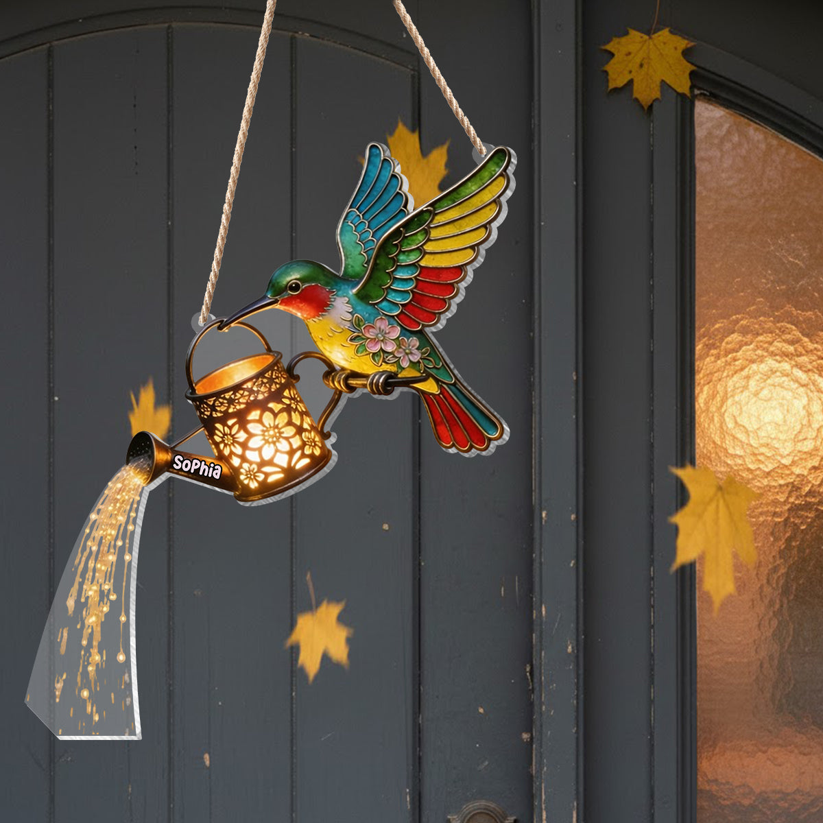 Garden Decor, Gift For Hummingbird Lovers - Personalized Hummingbird LED Light Acrylic Sign