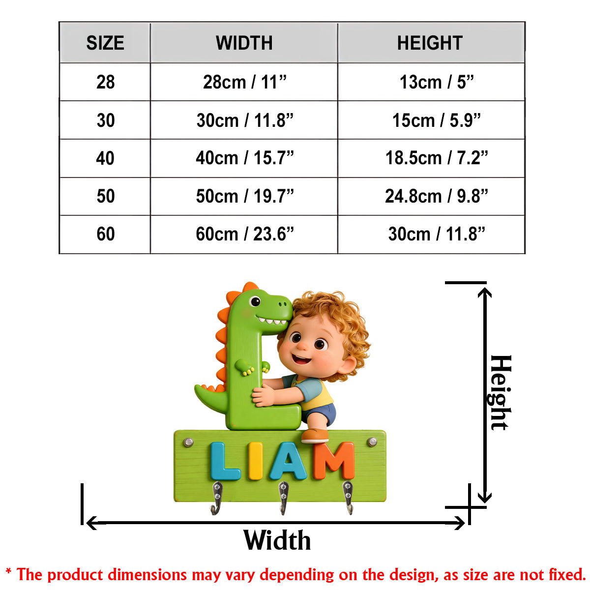 Dinosaur Alphabet Letter & Custom Photo - - Personalized Kid Custom Shaped Hanging Rack