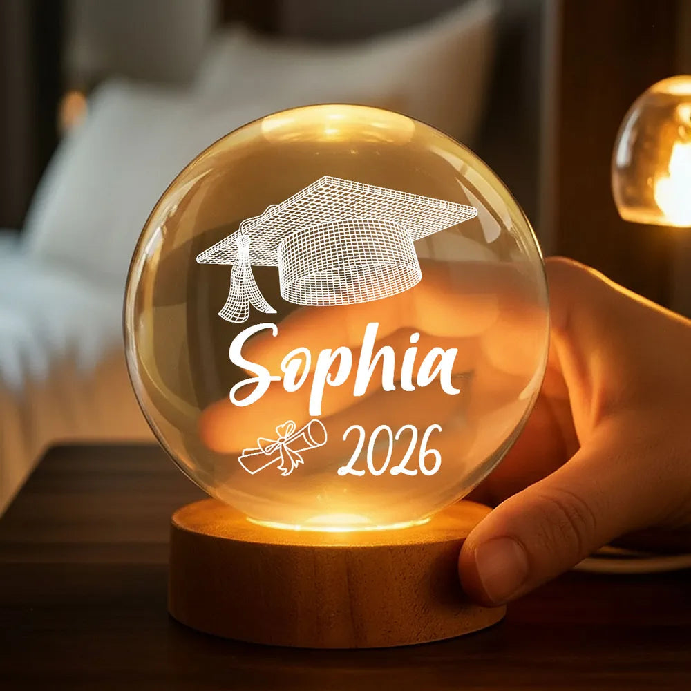 Personalized Globe Lamp With Graduation Cap Illusion Night Light, Unique Graduation Gift Keepsake