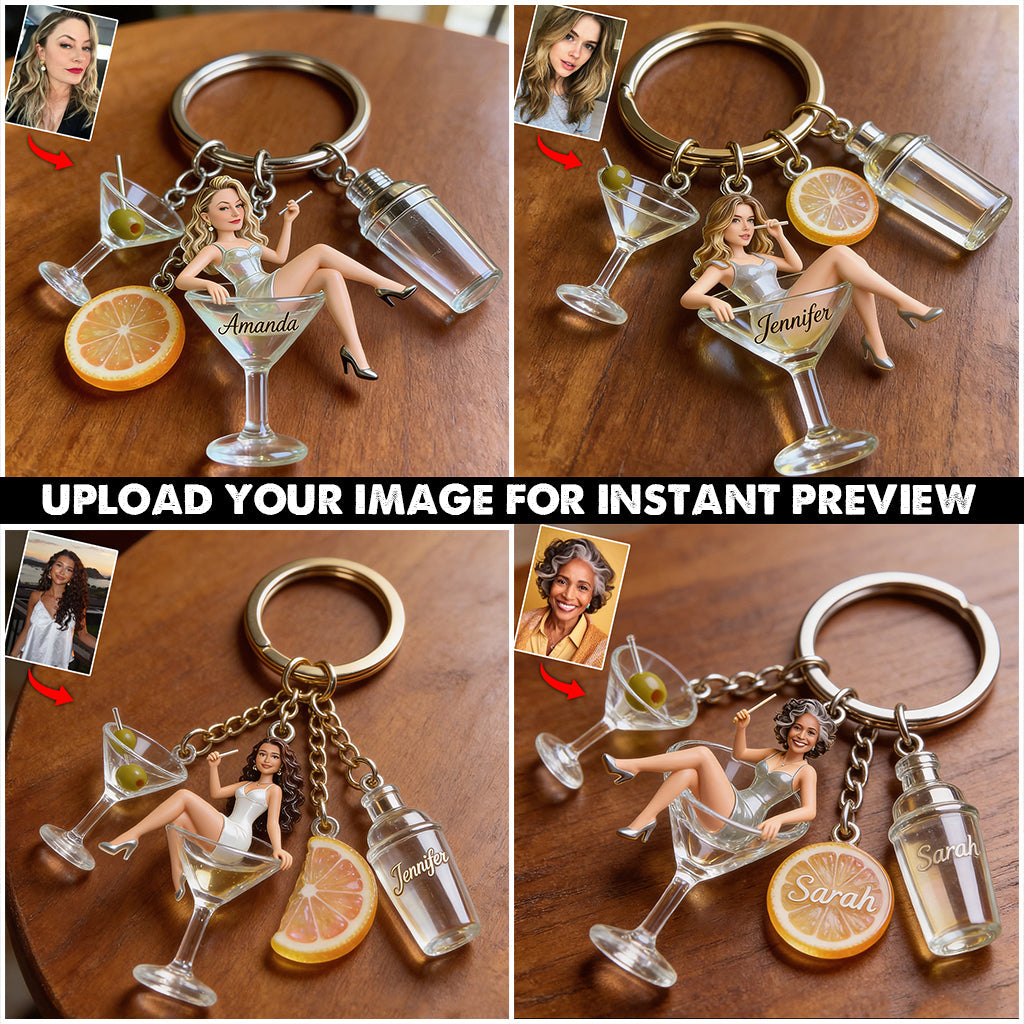Custom Any Photo - Personalized Cocktail Keychain With Charms