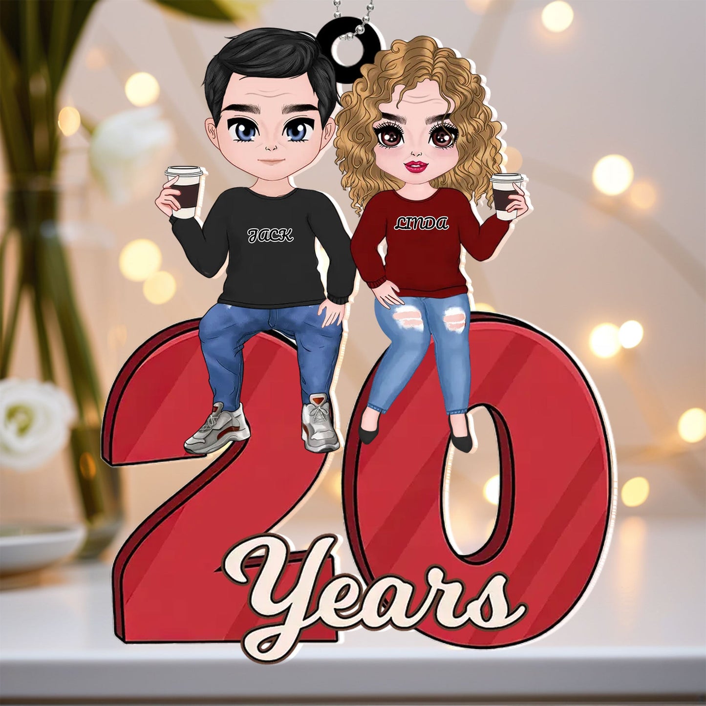 Gifts For Couple - Personalized Car Ornament For Anniversary