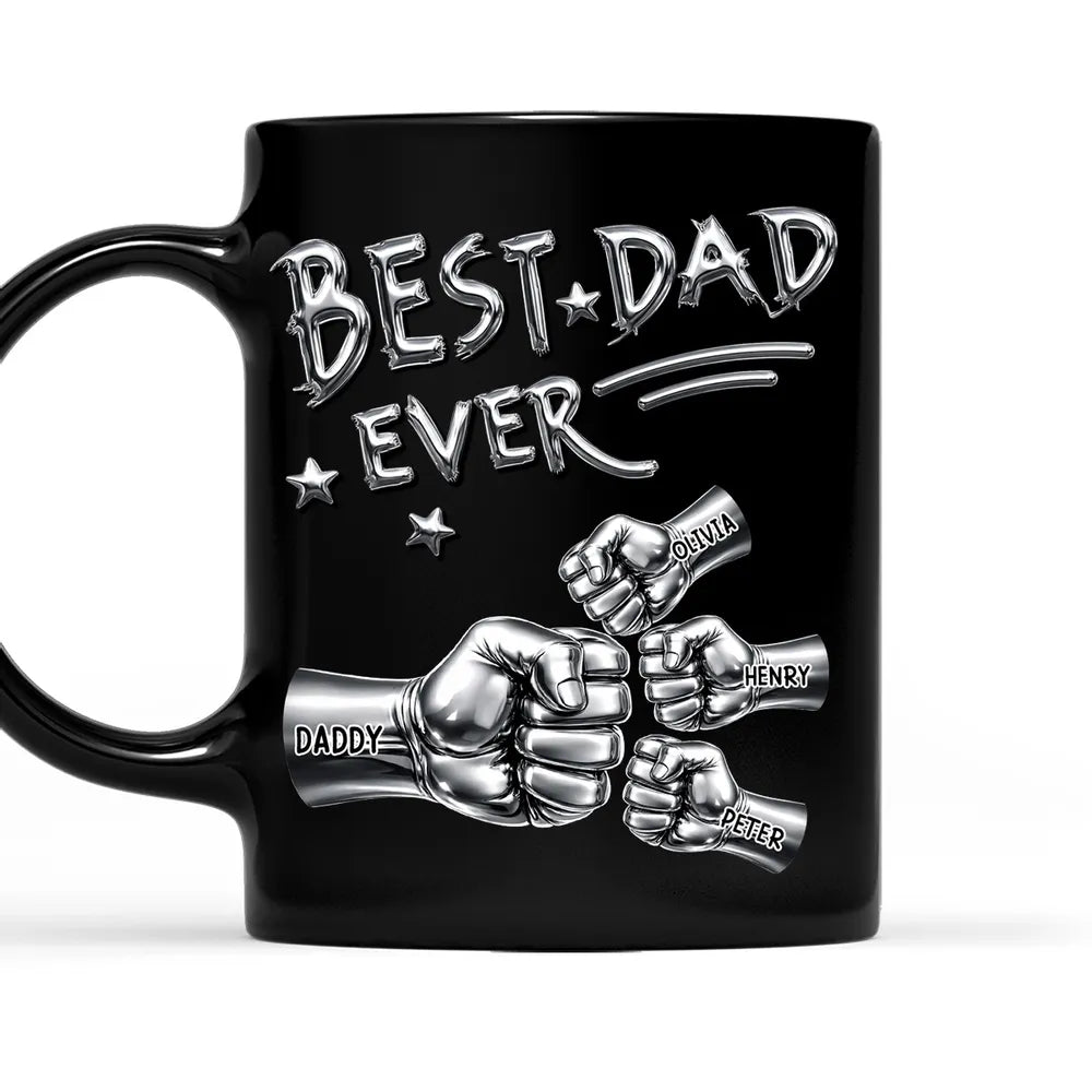 Personalized Best Dad Ever Full Color Mug, Custom Fist Bump Design for Coffee Time, Unique Gift for Dad